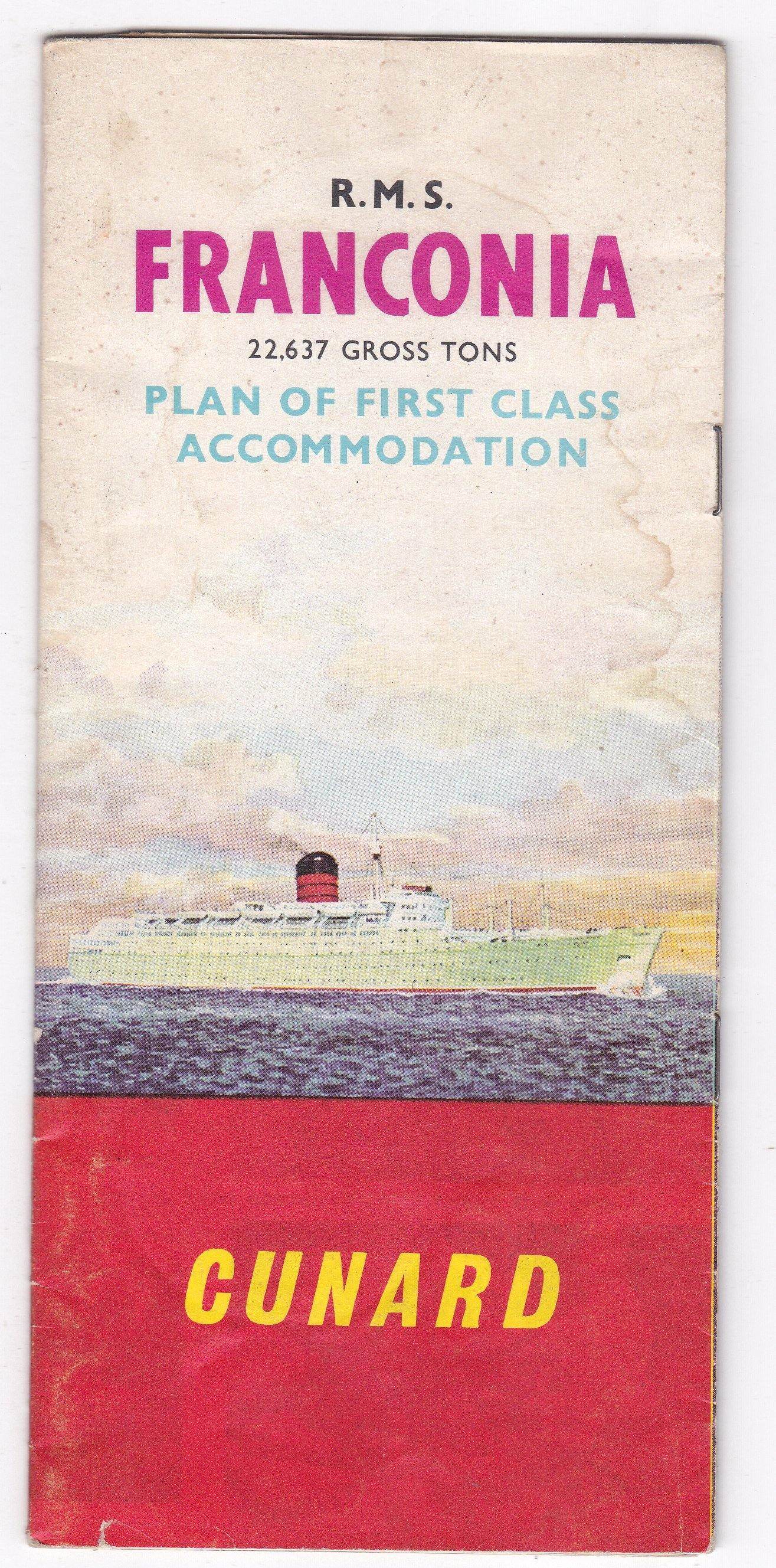 Cunard Line RMS Franconia Deck Plans First Class Accommodations 1960's - TulipStuff
