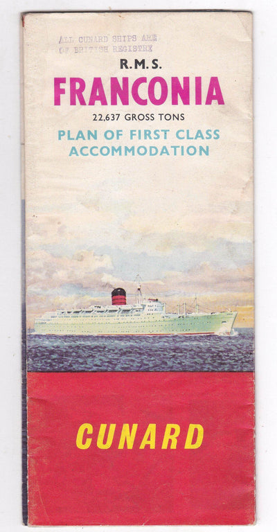 Cunard Line RMS Franconia Deck Plans First Class Accommodations 1960's - TulipStuff