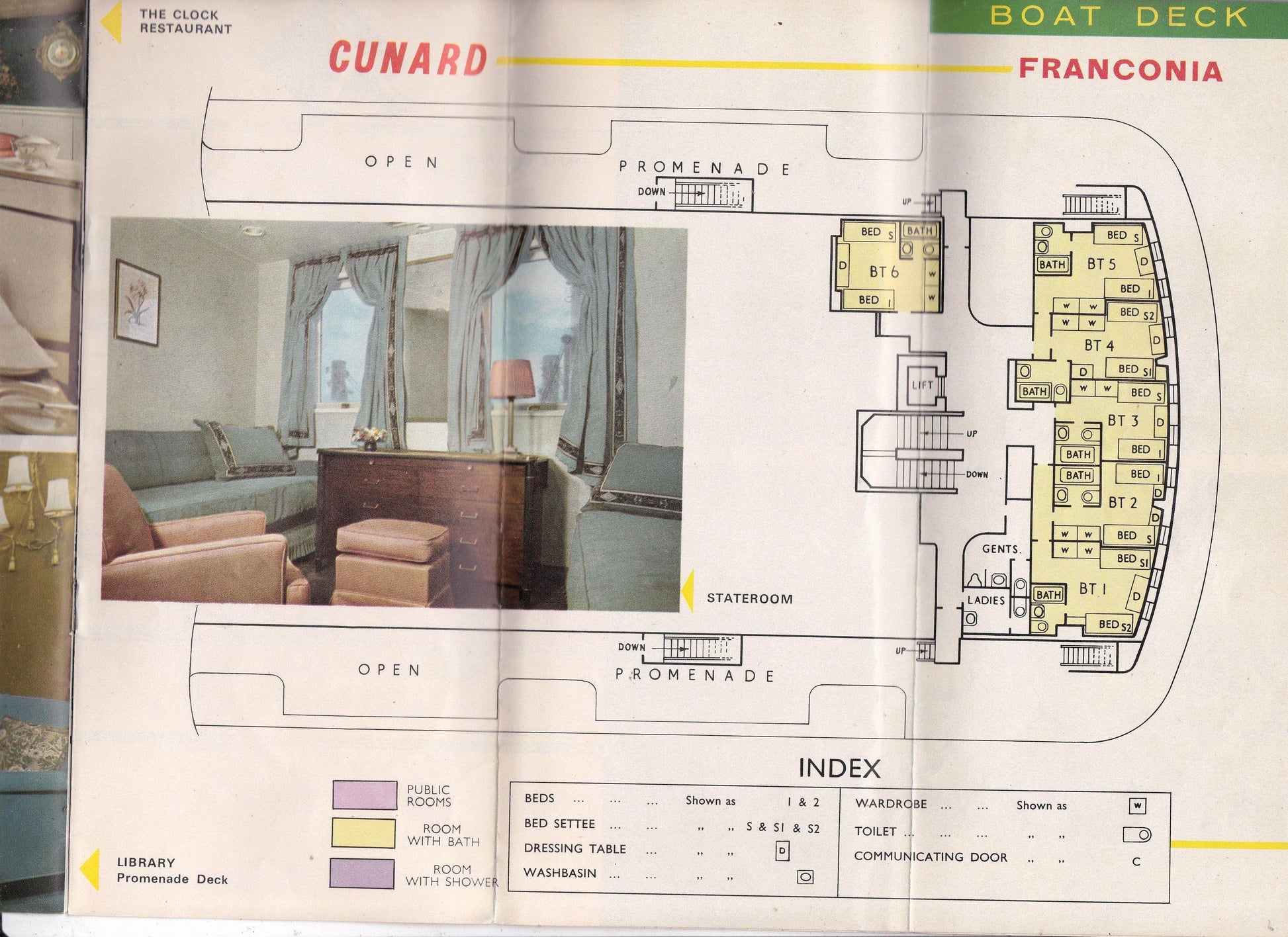 Cunard Line RMS Franconia Deck Plans First Class Accommodations 1960's - TulipStuff