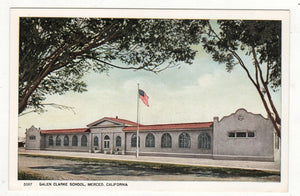 Galen Clarke School Merced California 1920's Postcard - TulipStuff