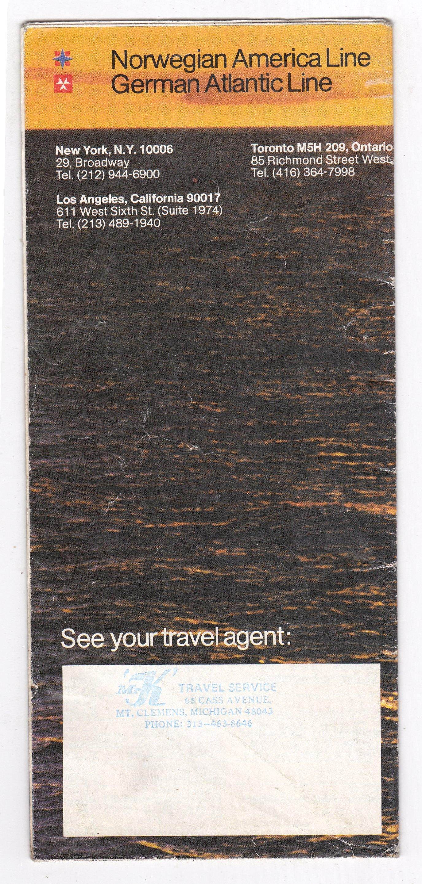 German Atlantic Line Norwegian America Line Cruise Calendar 1973-74 - TulipStuff