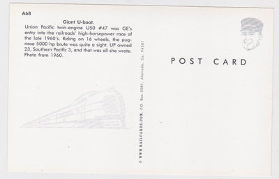 Union Pacific GE U50 U-Boat Locomotive Train  Postcard - TulipStuff