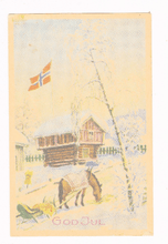 Load image into Gallery viewer, God Jul Vintage 1950&#39;s Holiday Norwegian Christmas Postcard - TulipStuff
