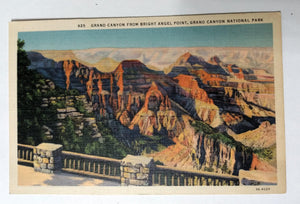 Grand Canyon From Bright Angel Point Arizona 1930's Linen Postcard - TulipStuff