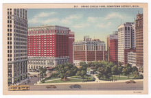 Load image into Gallery viewer, Grand Circus Park Downtown Detroit Michigan 1940&#39;s Linen Postcard - TulipStuff
