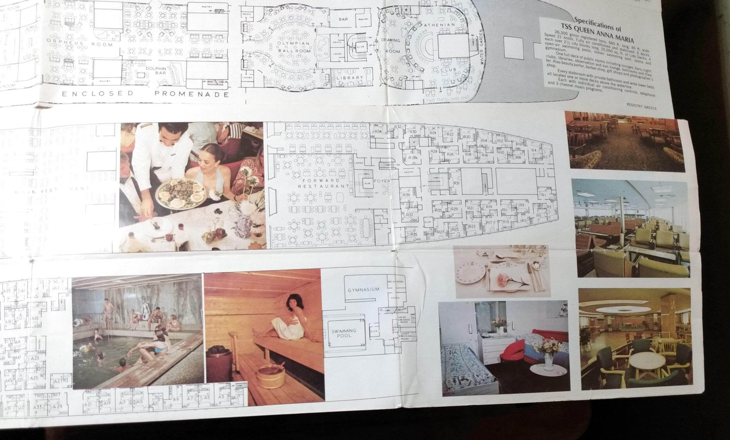 Greek Line TSS Queen Anna Maria TSS Olympia Large Deck Plans - TulipStuff