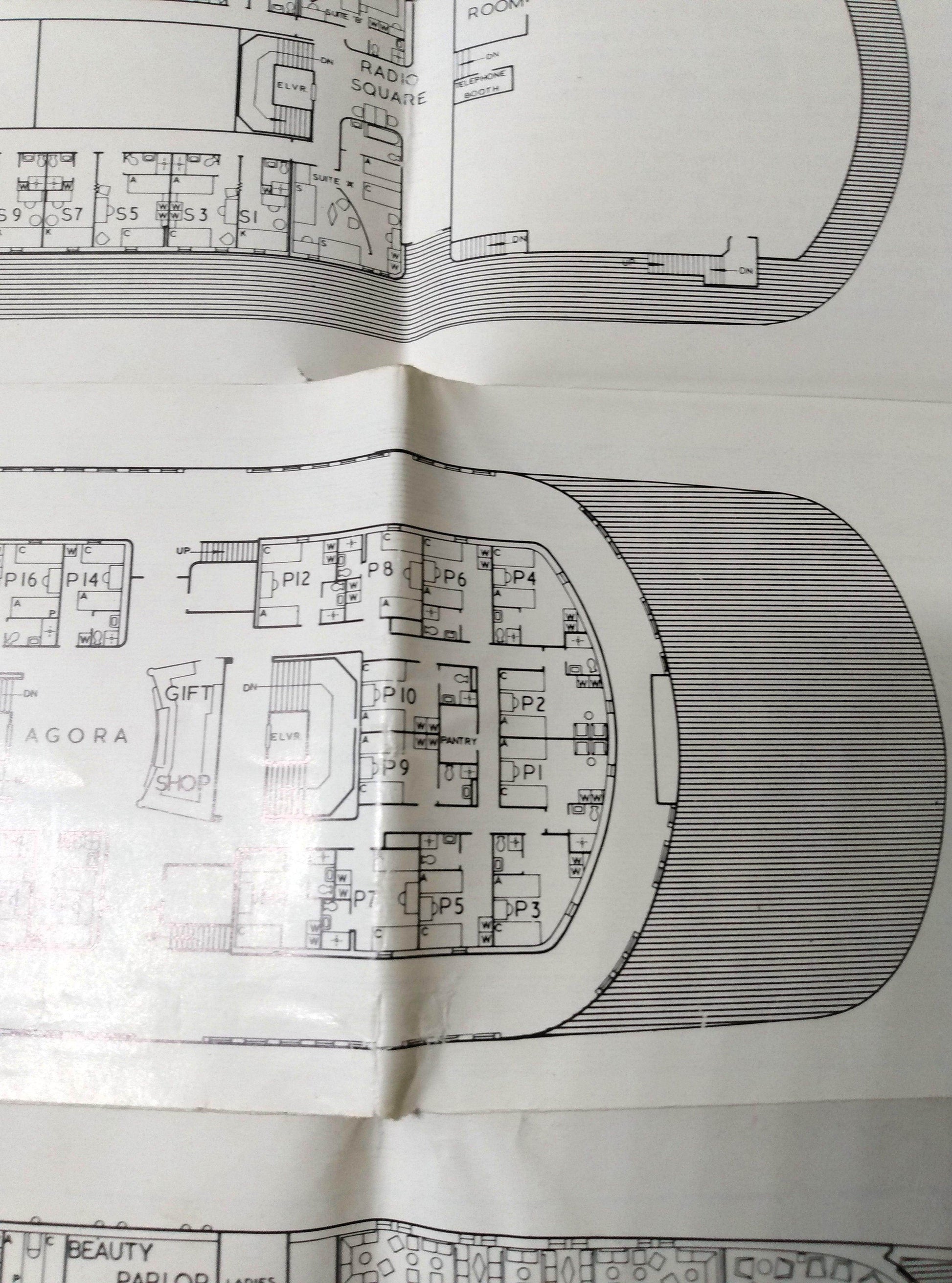 Greek Line TSS Queen Anna Maria TSS Olympia Large Deck Plans - TulipStuff