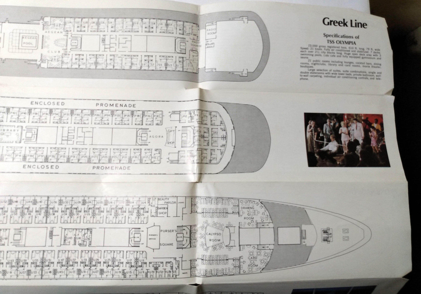 Greek Line TSS Queen Anna Maria TSS Olympia Large Deck Plans - TulipStuff