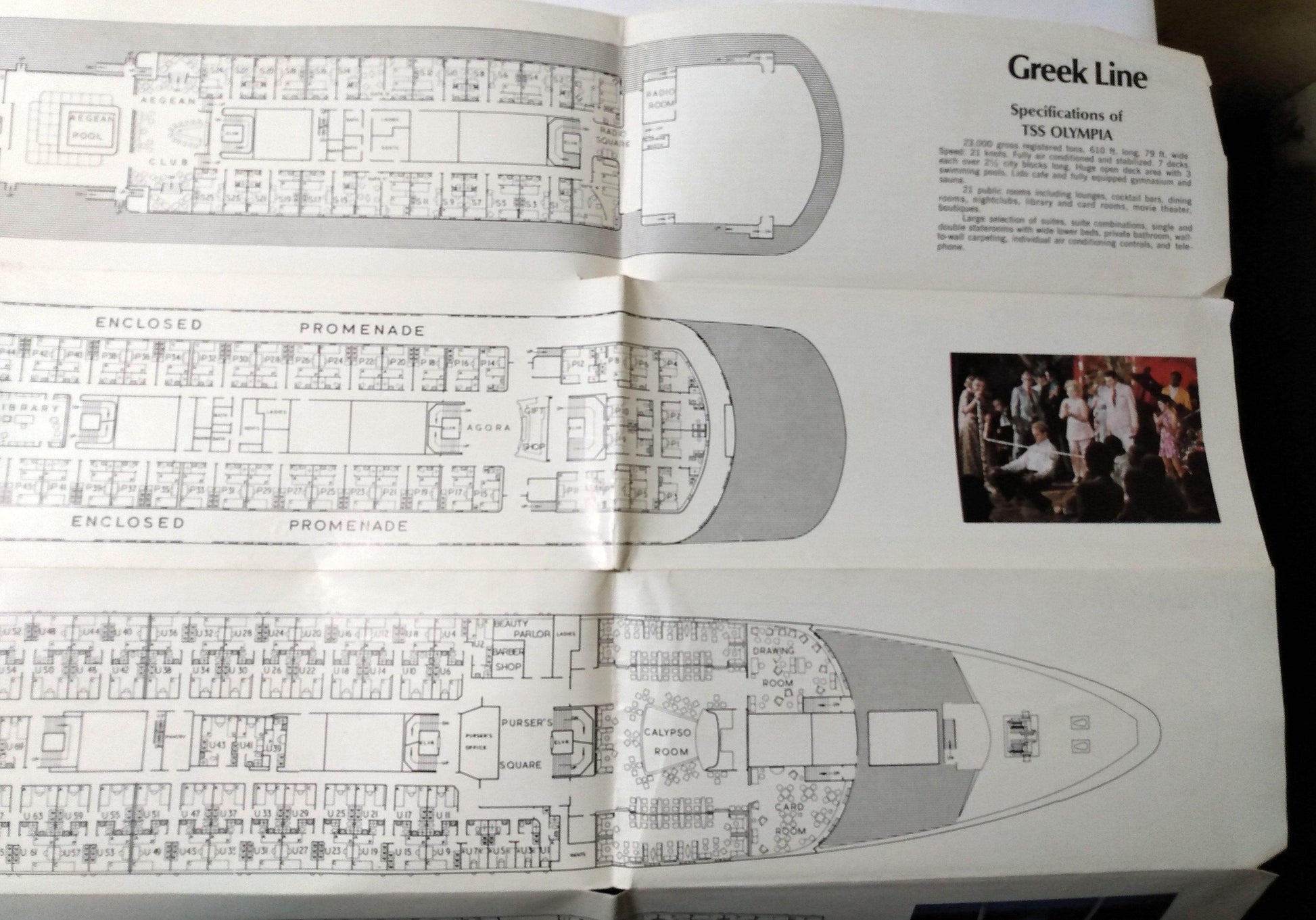 Greek Line TSS Queen Anna Maria TSS Olympia Large Deck Plans - TulipStuff