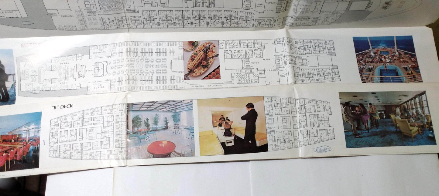 Greek Line TSS Queen Anna Maria TSS Olympia Large Deck Plans - TulipStuff