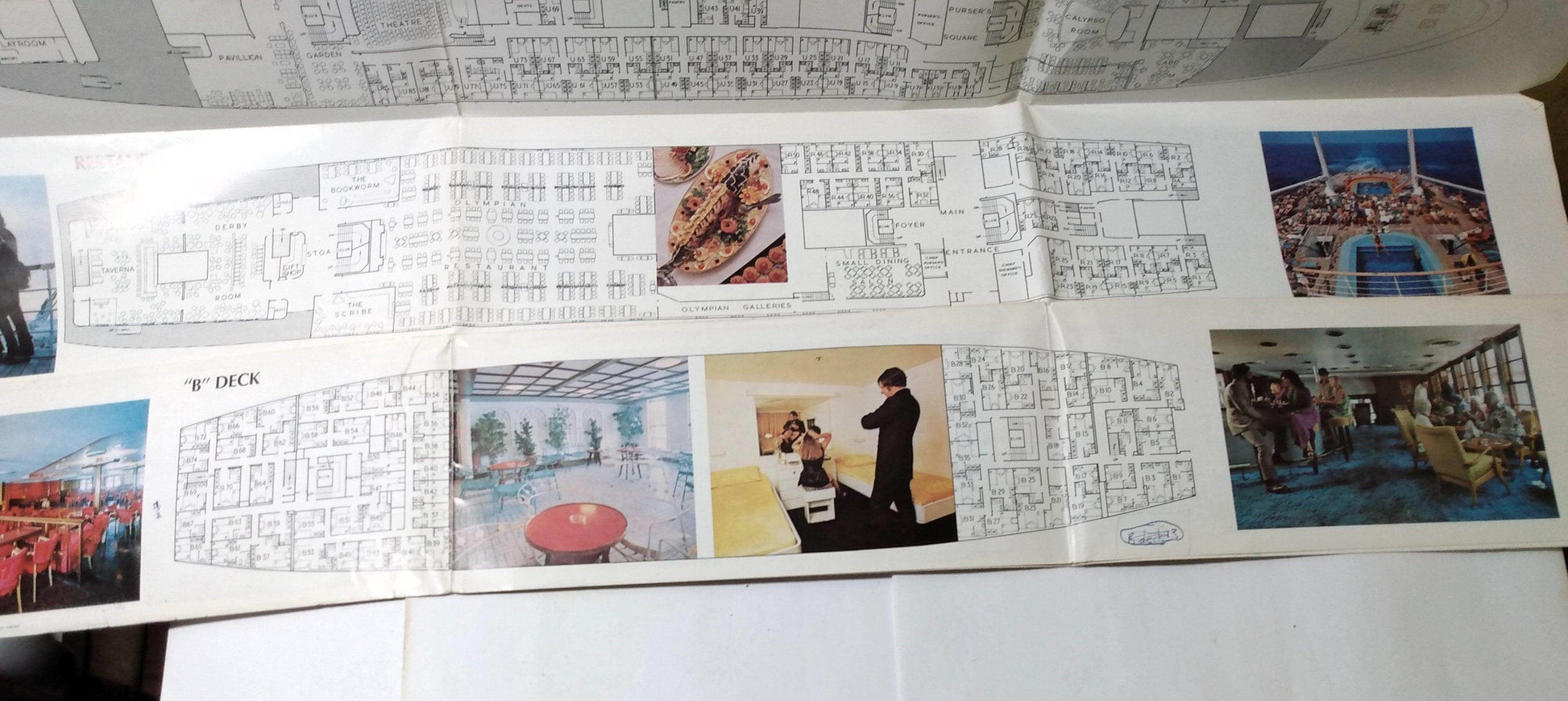 Greek Line TSS Queen Anna Maria TSS Olympia Large Deck Plans - TulipStuff