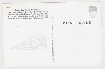 Green Bay & Western Railroad Alco C430 Locomotive Postcard - TulipStuff