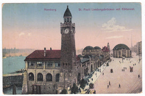 Hamburg St Pauli Landungsbrucken mit Elbtunnel 1900's Postcard - TulipStuff