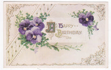 Load image into Gallery viewer, Happy Birthday Purple Flowers Vintage Postcard - TulipStuff
