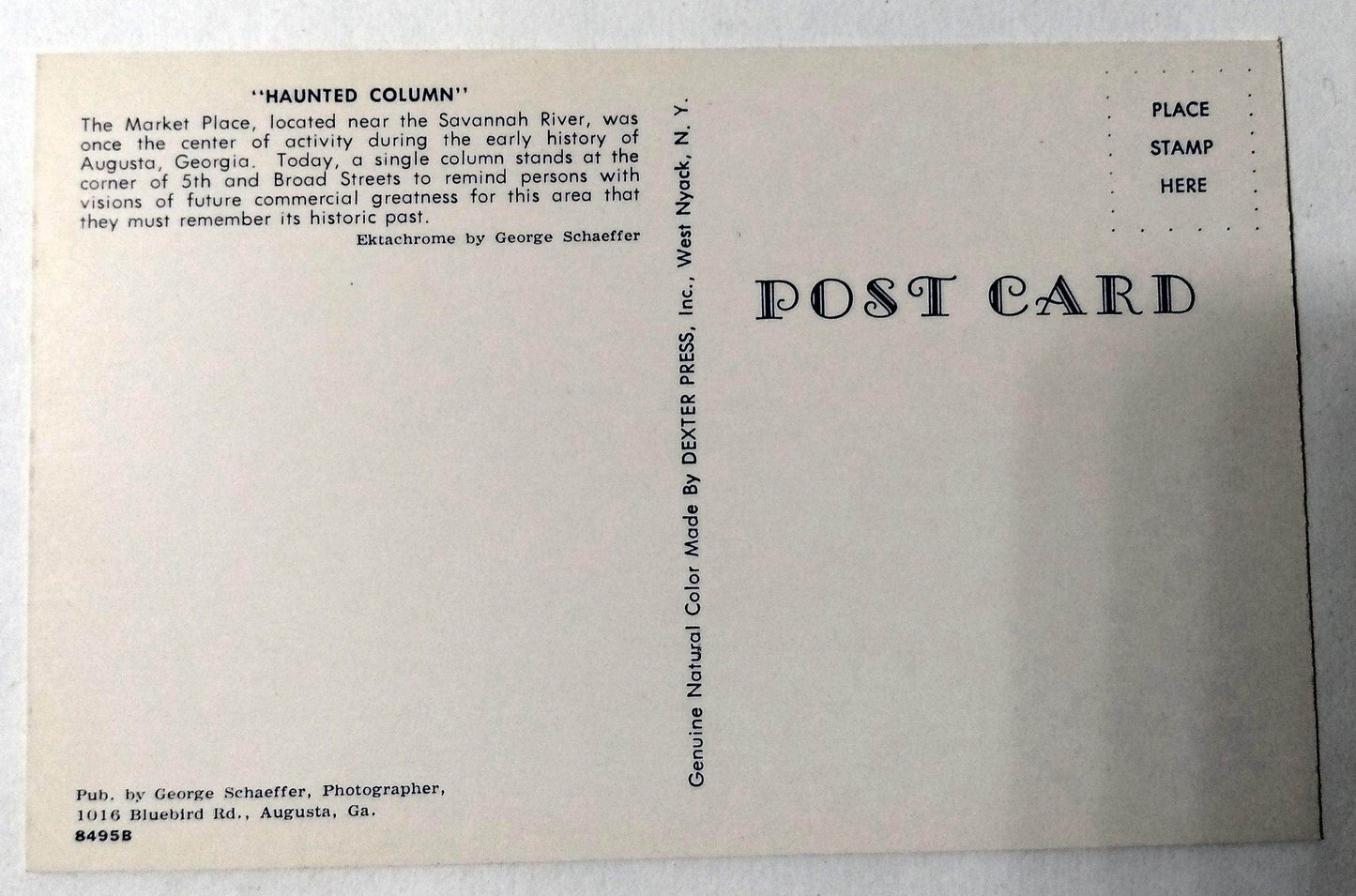 Haunted Column Old Market Place Augusta Georgia 1950's Street Scene - TulipStuff