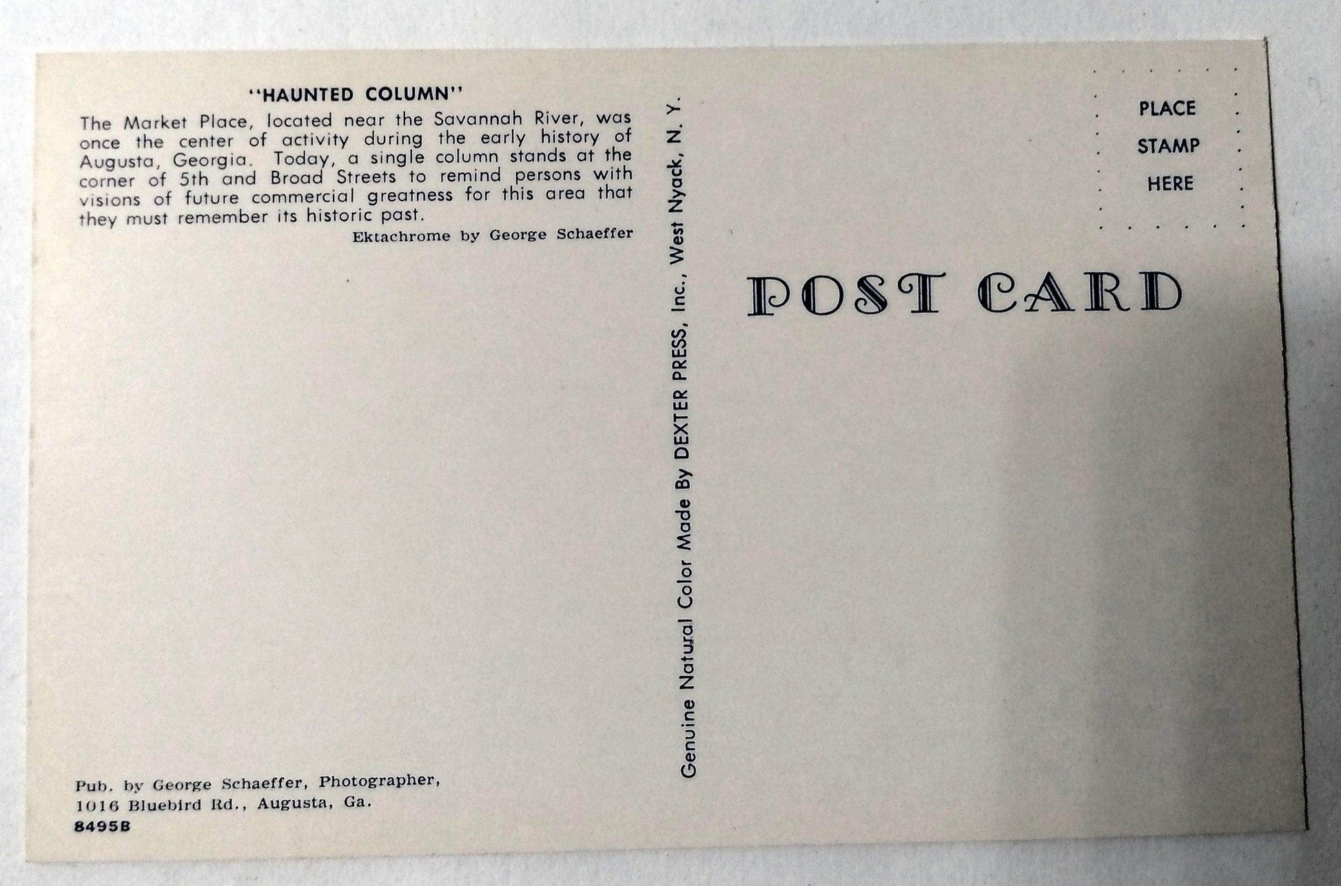 Haunted Column Old Market Place Augusta Georgia 1950's Street Scene - TulipStuff