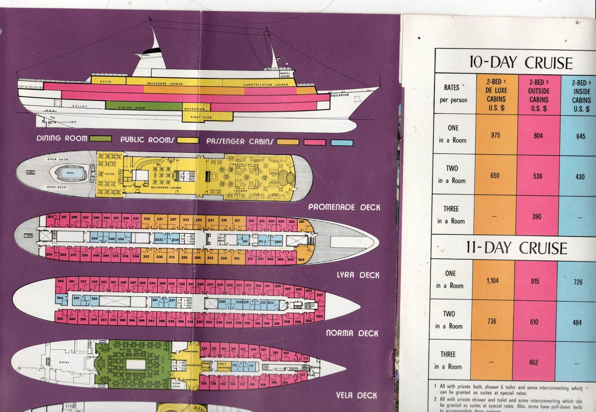 Hellenic Mediterranean Lines ms Aquarius 1973/74 Cruise Brochure - TulipStuff