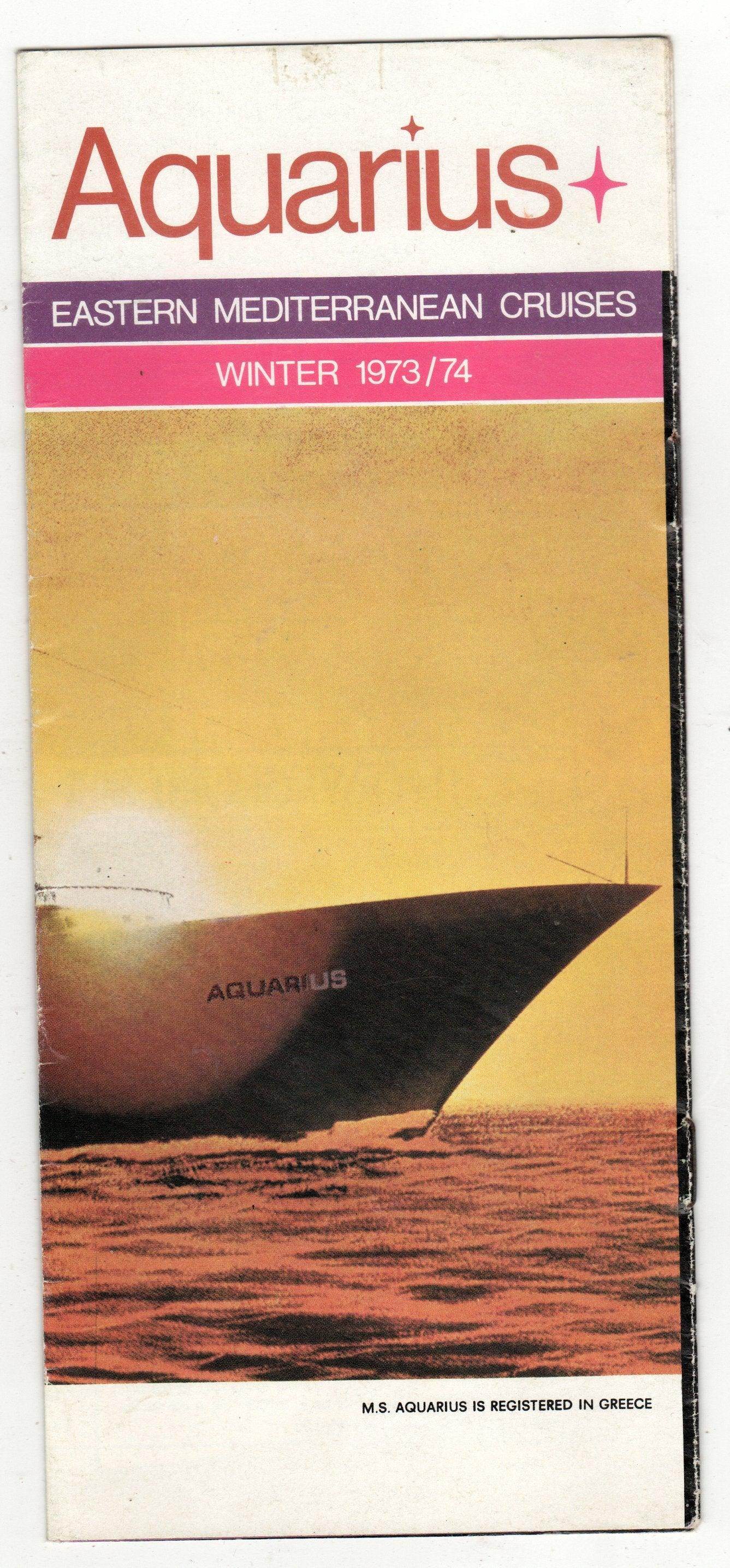 Hellenic Mediterranean Lines ms Aquarius 1973/74 Cruise Brochure - TulipStuff