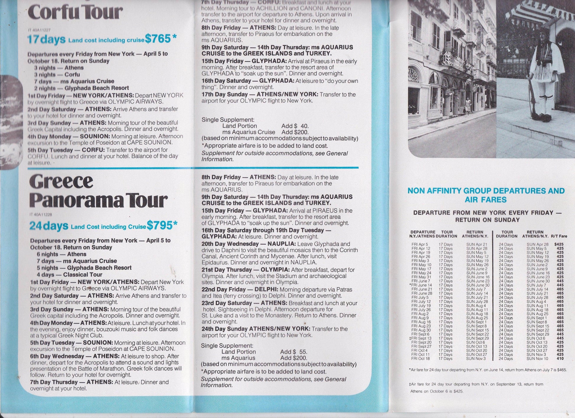 Hellenic Mediterranean Lines ms Aquarius Greek Islands Cruise Brochure - TulipStuff