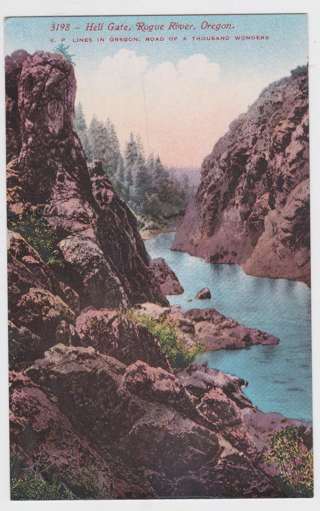 Hell Gate Rogue River Oregon S.P. Lines 1910's Postcard - TulipStuff