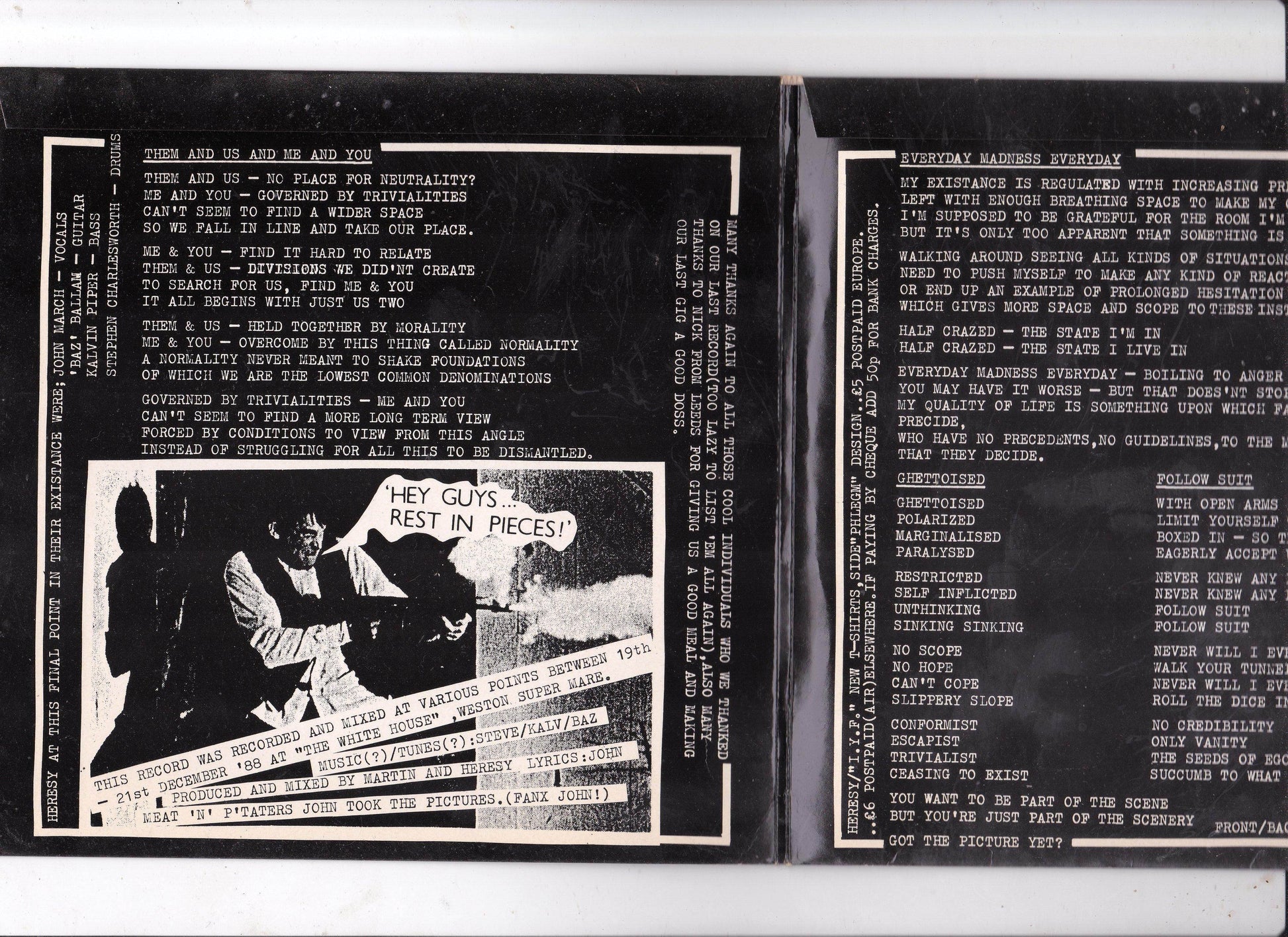 Heresy Whose Generation 7" EP Vinyl Record UK Punk Hardcore 1989 - TulipStuff