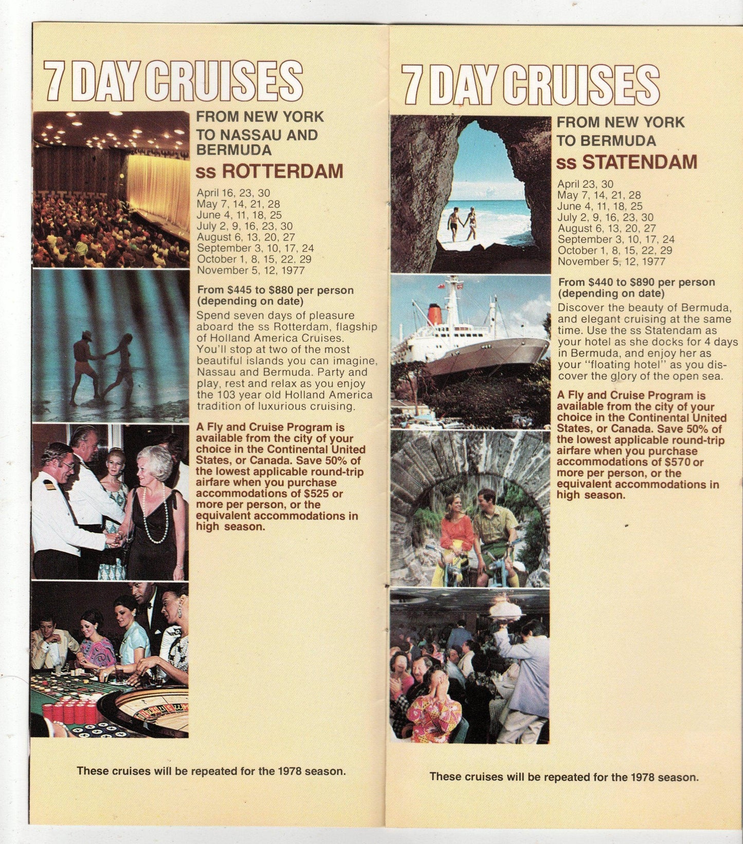 Holland America '76-77 Rotterdam Statendam Prinsendam Brochure - TulipStuff