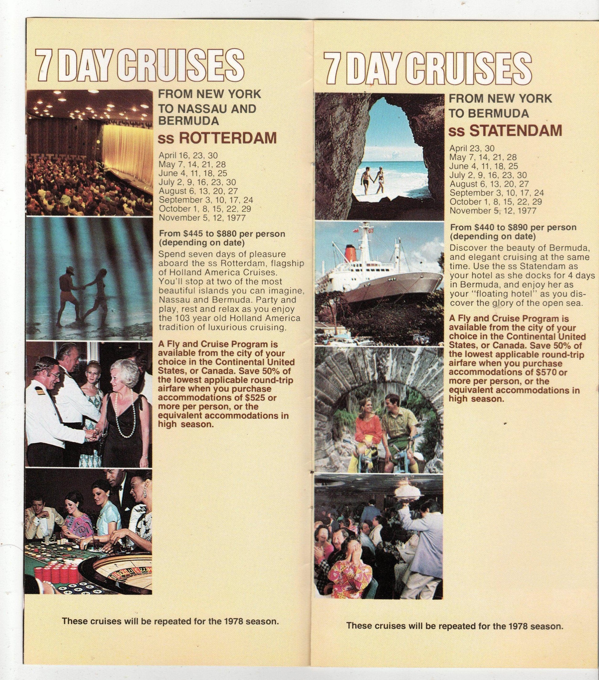Holland America '76-77 Rotterdam Statendam Prinsendam Brochure - TulipStuff
