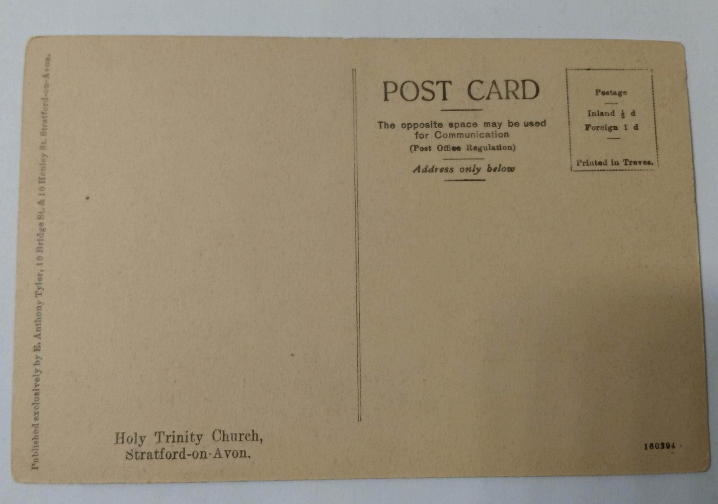 Holy Trinity Church Stratford-on-Avon England Postcard 1910's Shakespeare - TulipStuff