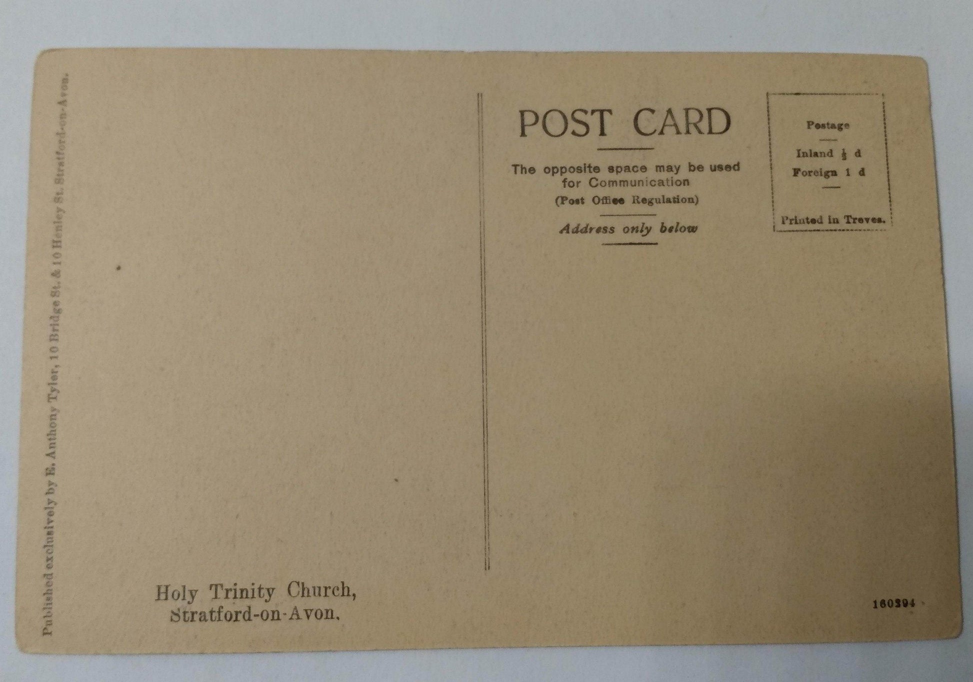 Holy Trinity Church Stratford-on-Avon England Postcard 1910's Shakespeare - TulipStuff