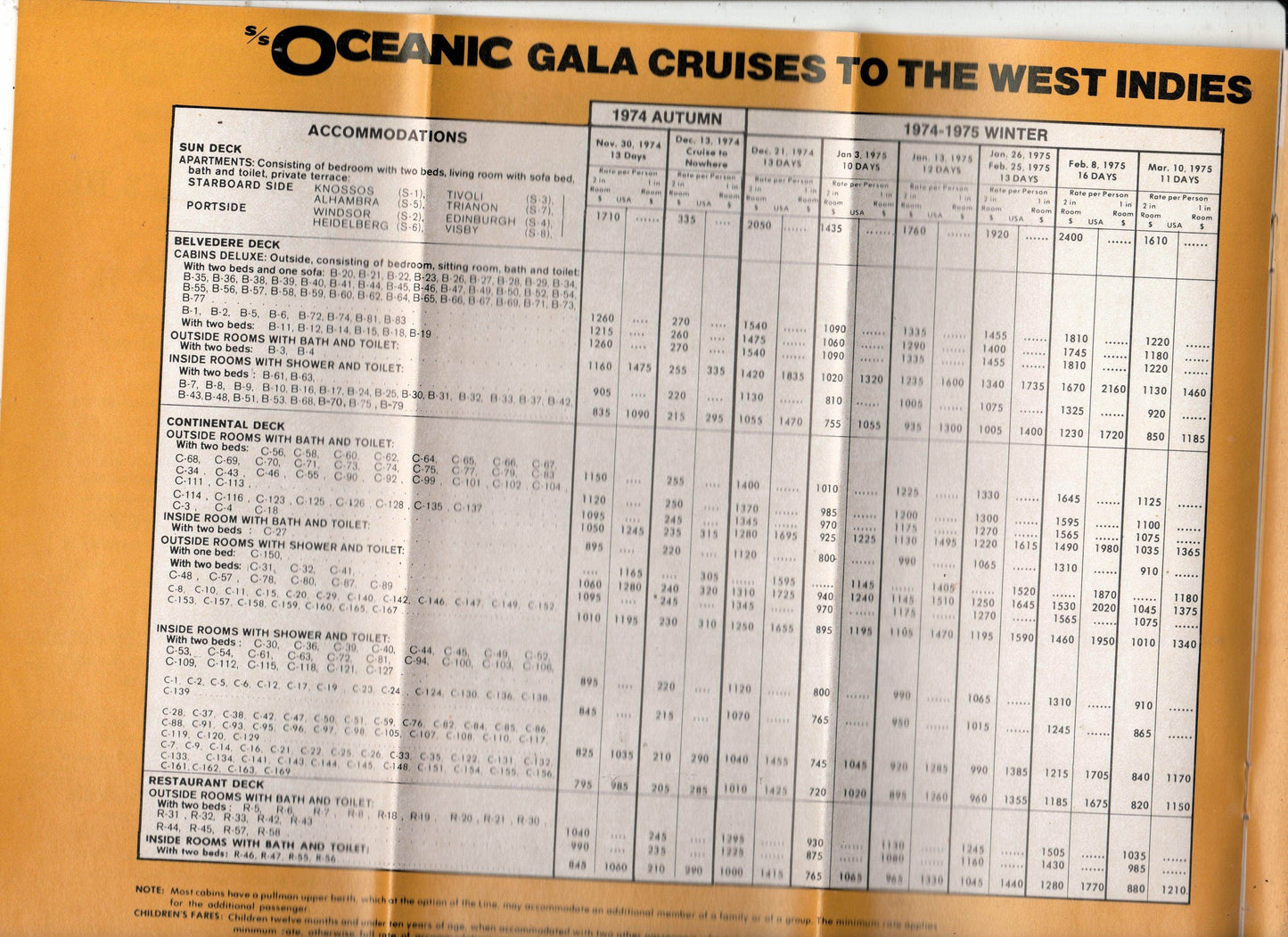 Home Lines ss Oceanic ss Doric 1974-1975 Cruise Ship Brochure - TulipStuff