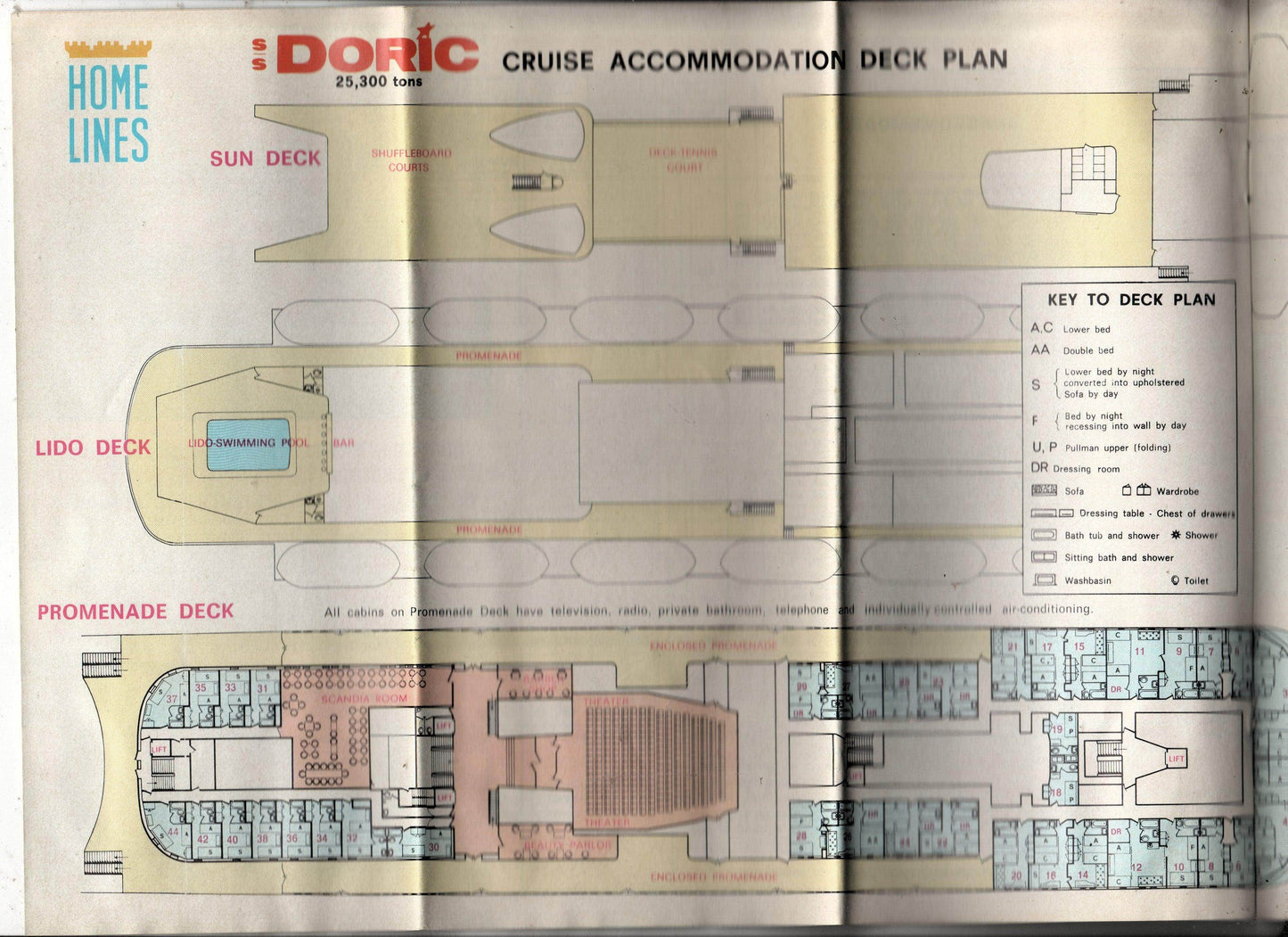 Home Lines ss Doric 1979 NY to Bermuda Cruises Brochure - TulipStuff