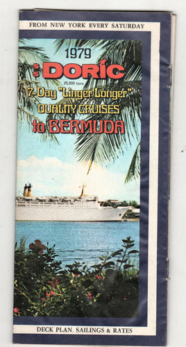 Home Lines ss Doric 1979 NY to Bermuda Cruises Brochure - TulipStuff