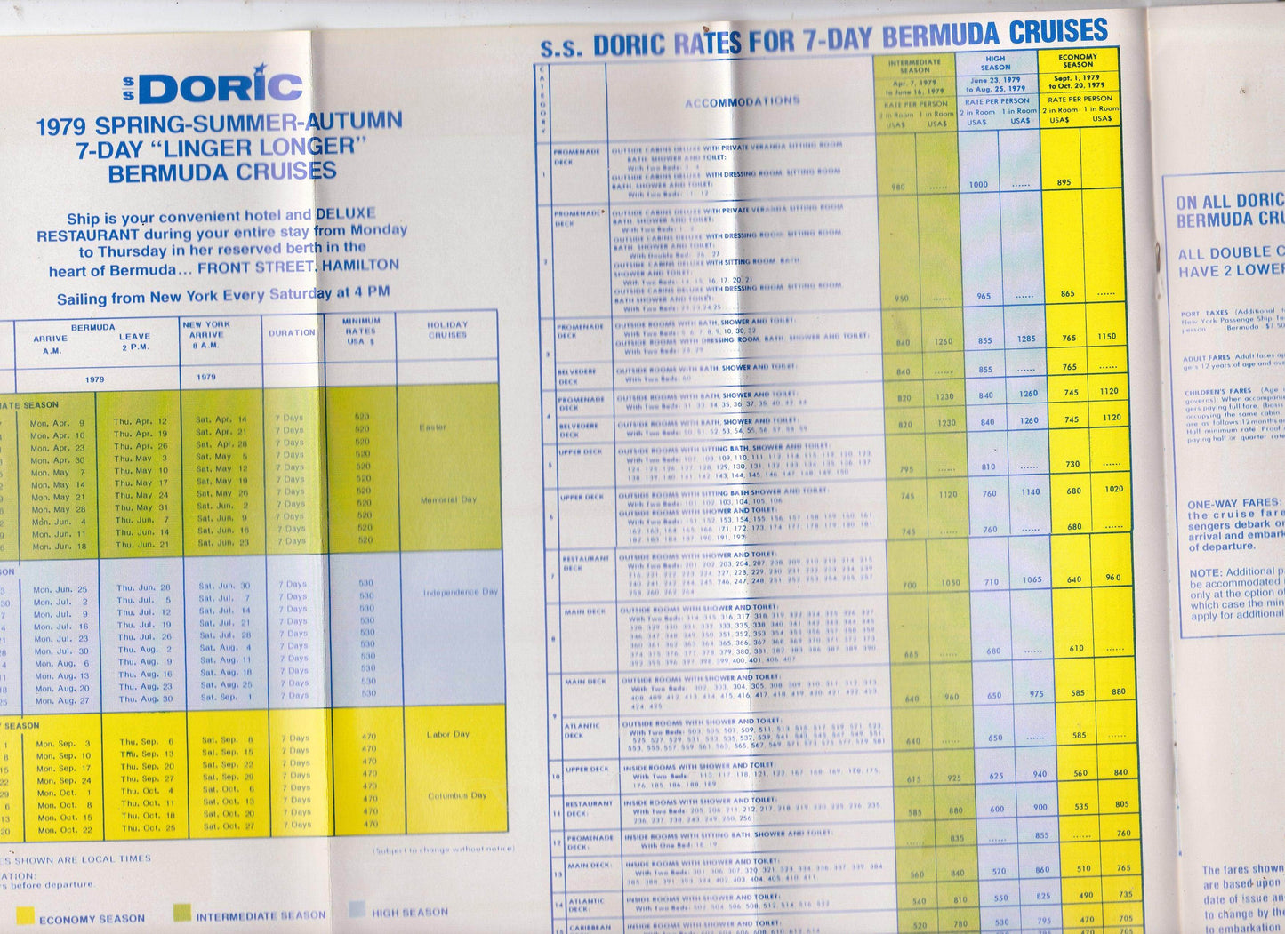 Home Lines ss Oceanic ss Doric 1979 Cruise Ship Brochure - TulipStuff