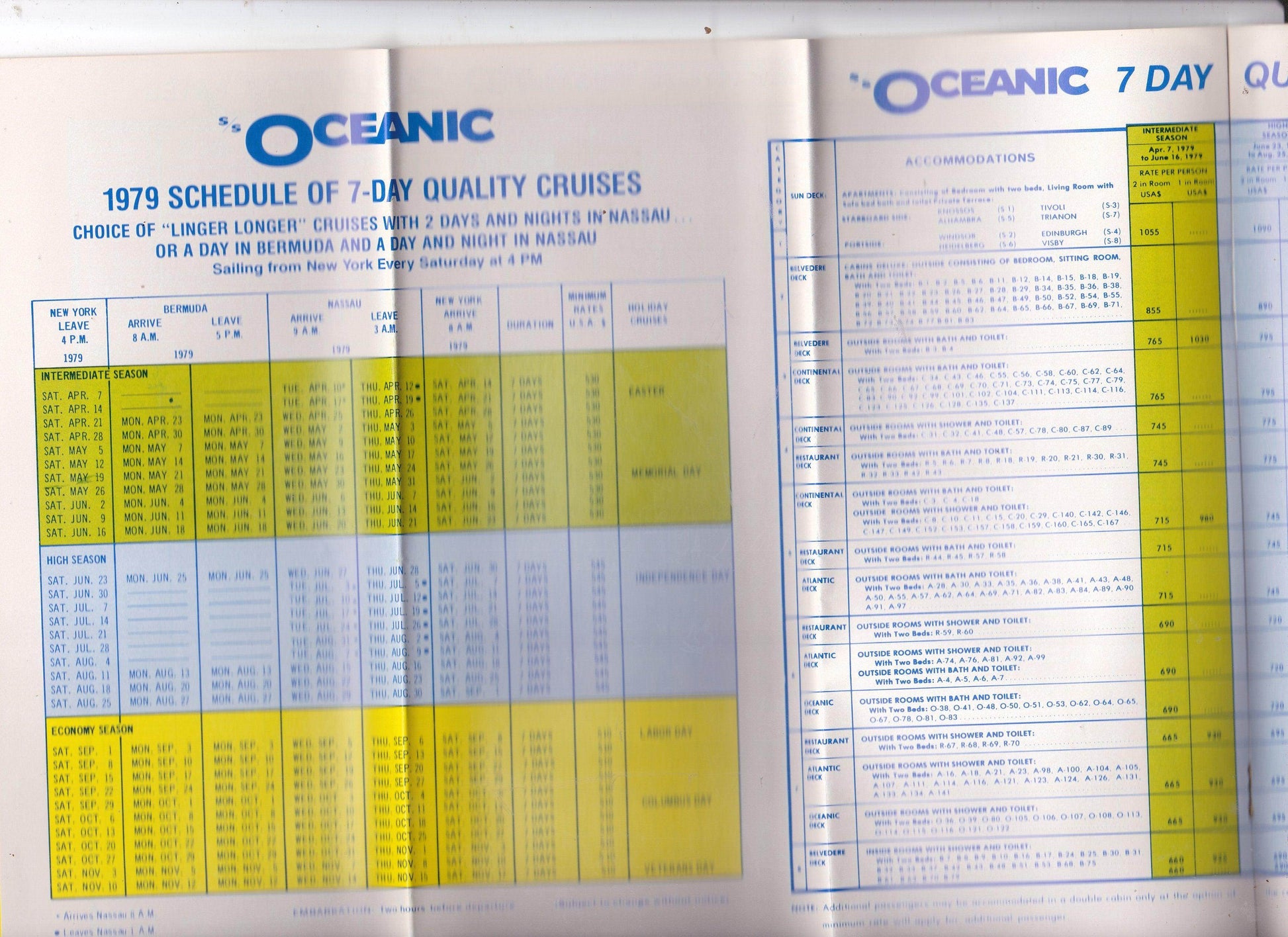 Home Lines ss Oceanic ss Doric 1979 Cruise Ship Brochure - TulipStuff