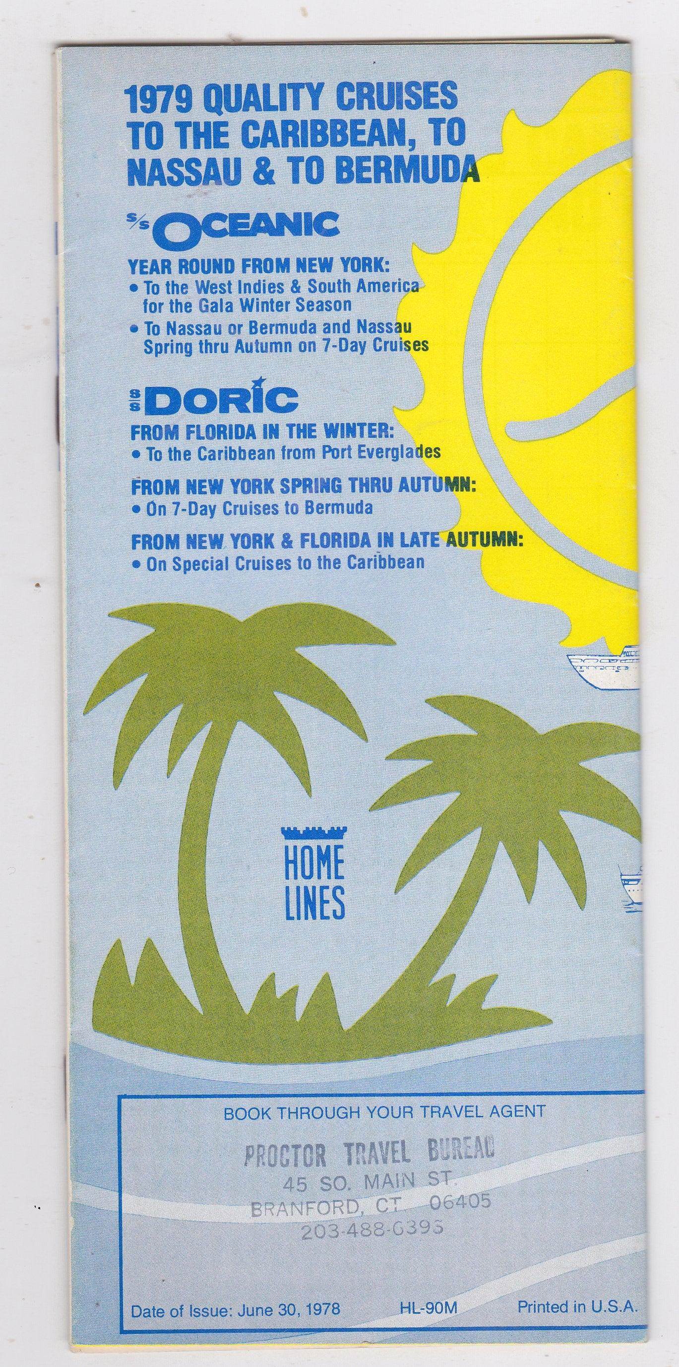 Home Lines ss Oceanic ss Doric 1979 Cruise Ship Brochure - TulipStuff