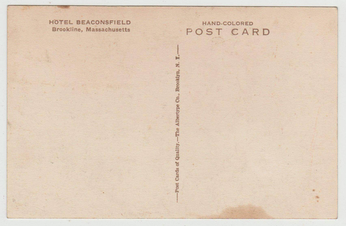 Hotel Beaconsfield Brookline Massachusetts Postcard 1937 - TulipStuff