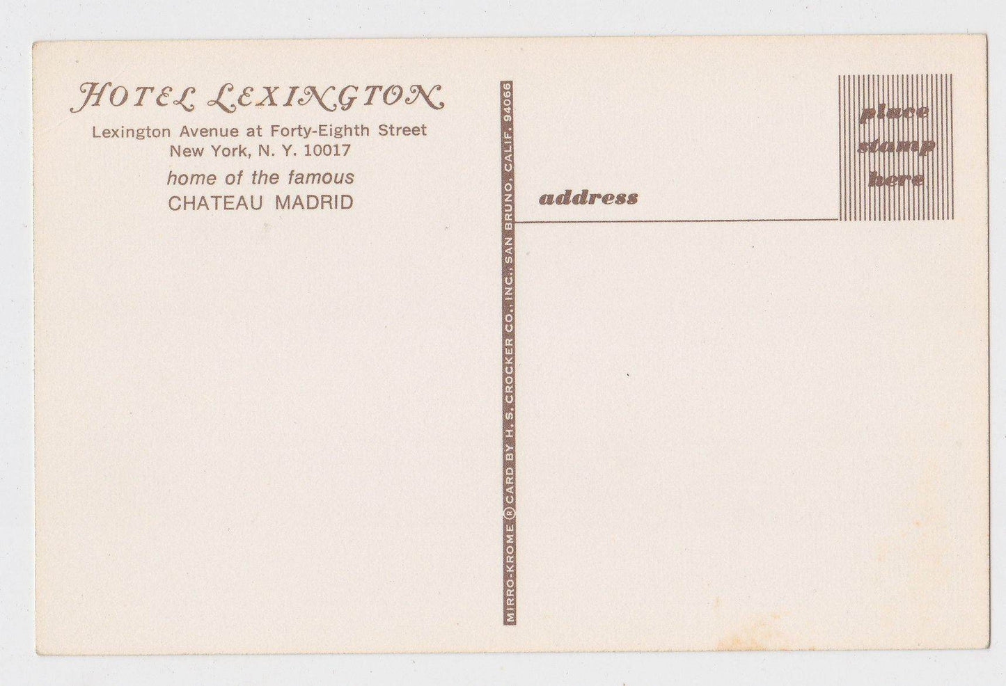 Hotel Lexington 48th Street New York City Postcard - TulipStuff