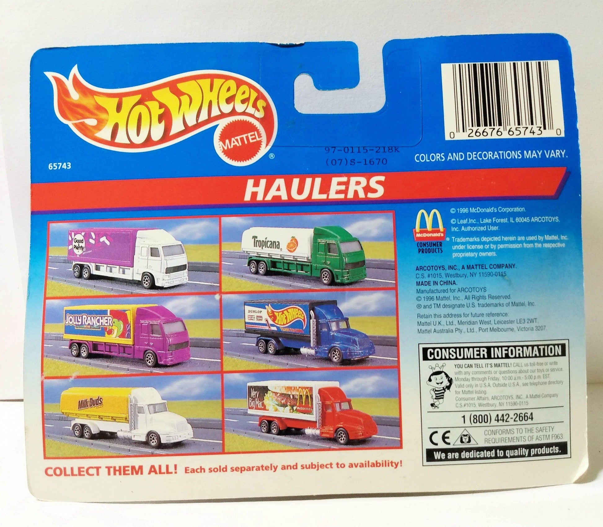 Hot Wheels Haulers 65743 Dunlop Team Racing Truck 1996 - TulipStuff