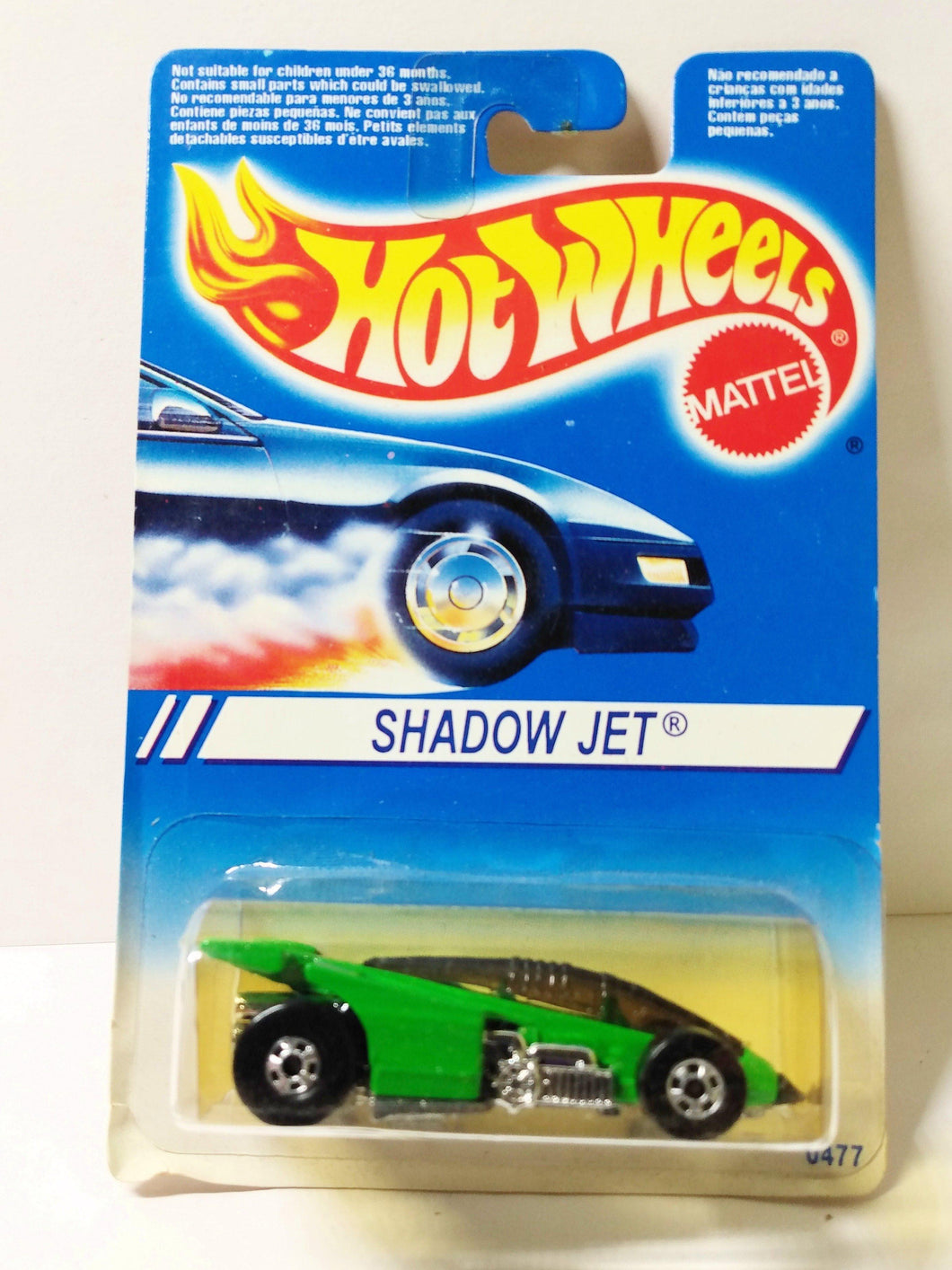 Hot Wheels 0477 Shadow Jet bw 1994 Canada International Card - TulipStuff