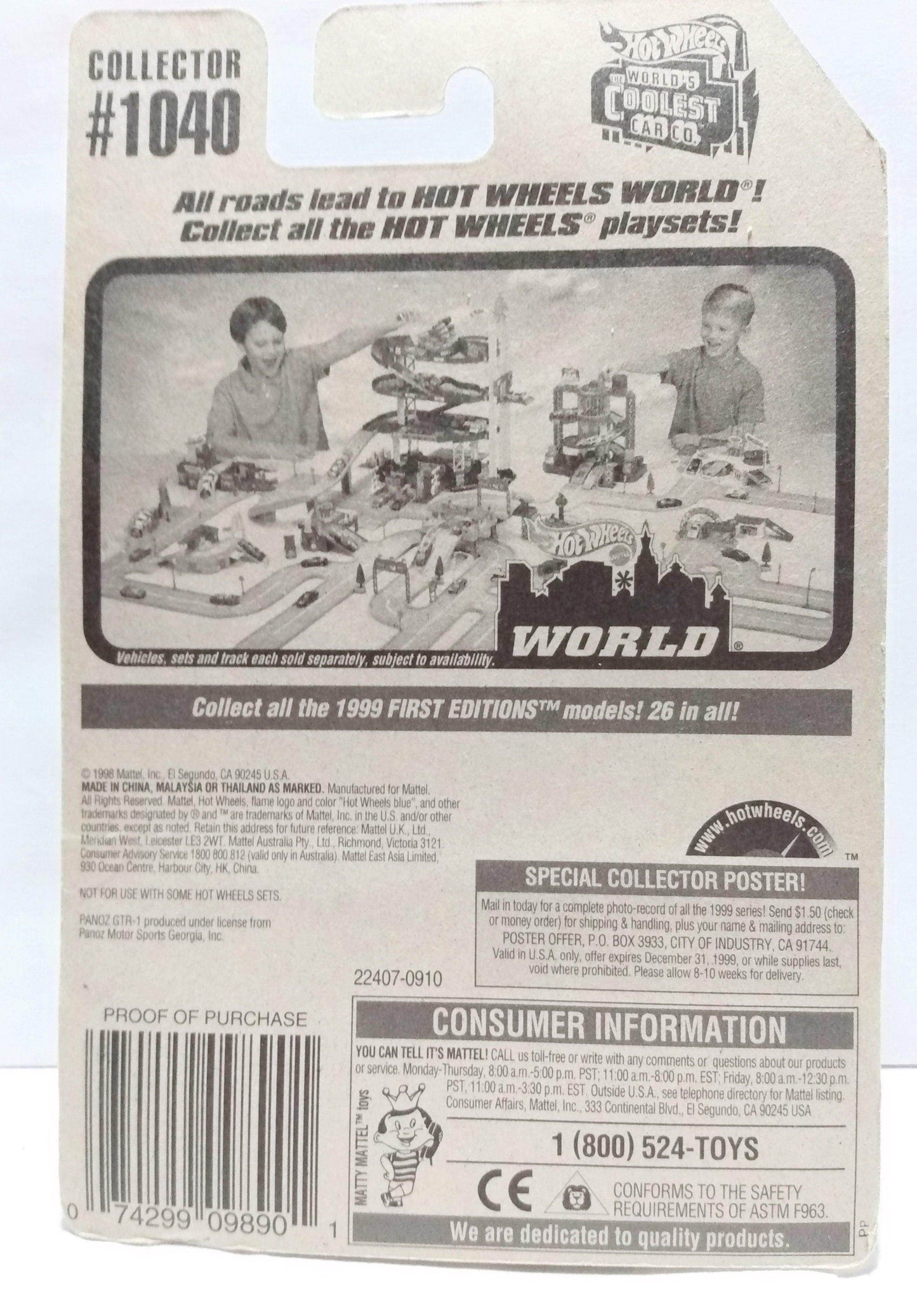 Hot Wheels Collector 1040 Panoz GTR-1 Race Car 1998 - TulipStuff