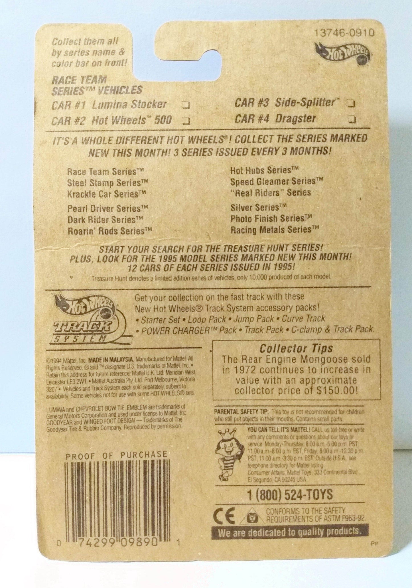 Hot Wheels Race Team Series 2-Pack #1 Lumina Stocker #3 Side-Splitter 1995 - TulipStuff