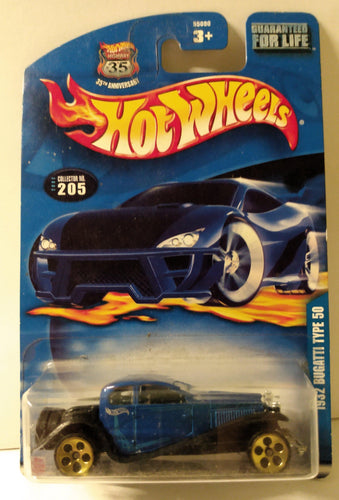 Hot Wheels 2002 Collector #205 1932 Bugatti Type 50 Gold 5 Dot Wheels - TulipStuff