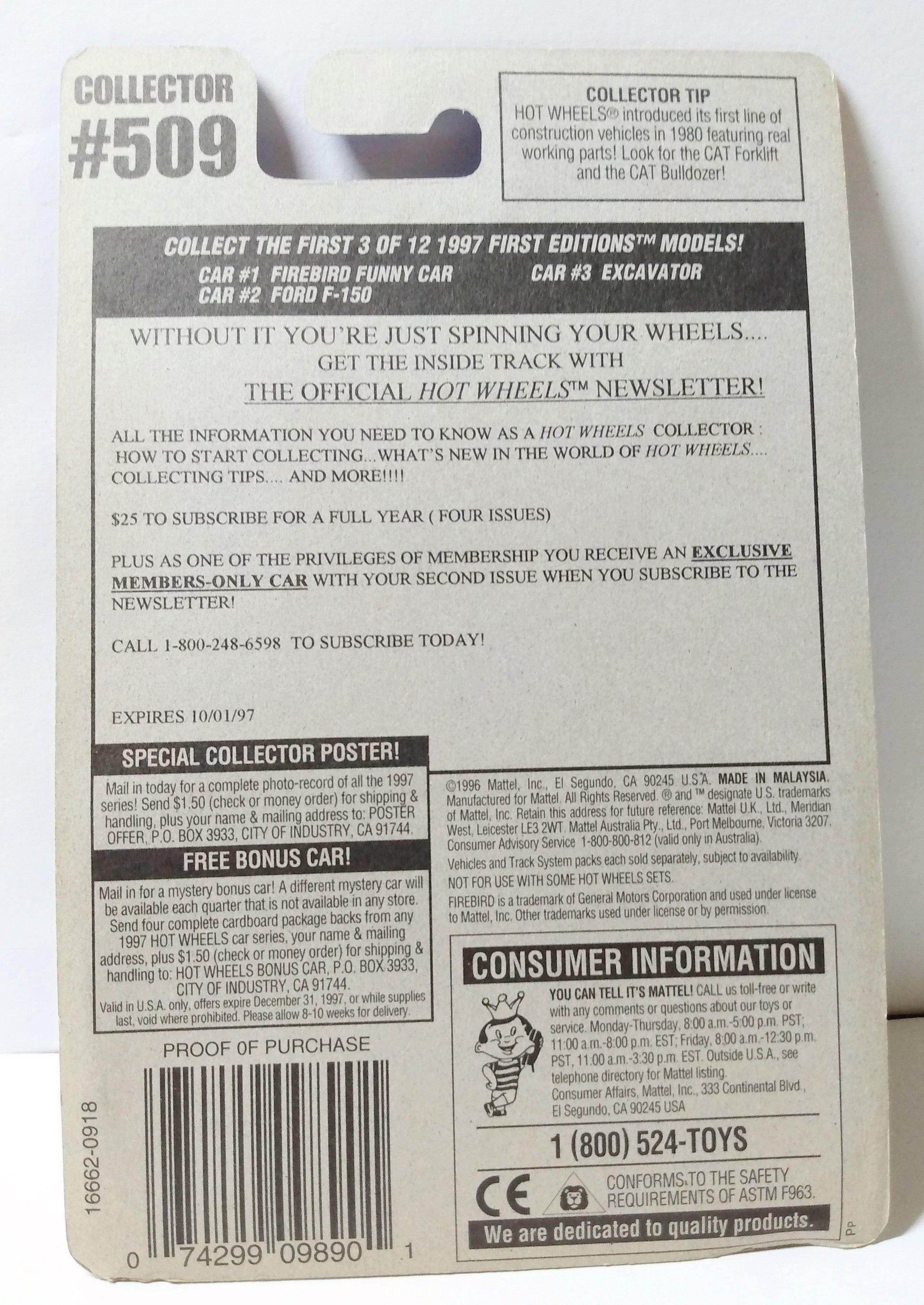 Hot Wheels 1997 First Editions Firebird Funny Car Collector #509 - TulipStuff