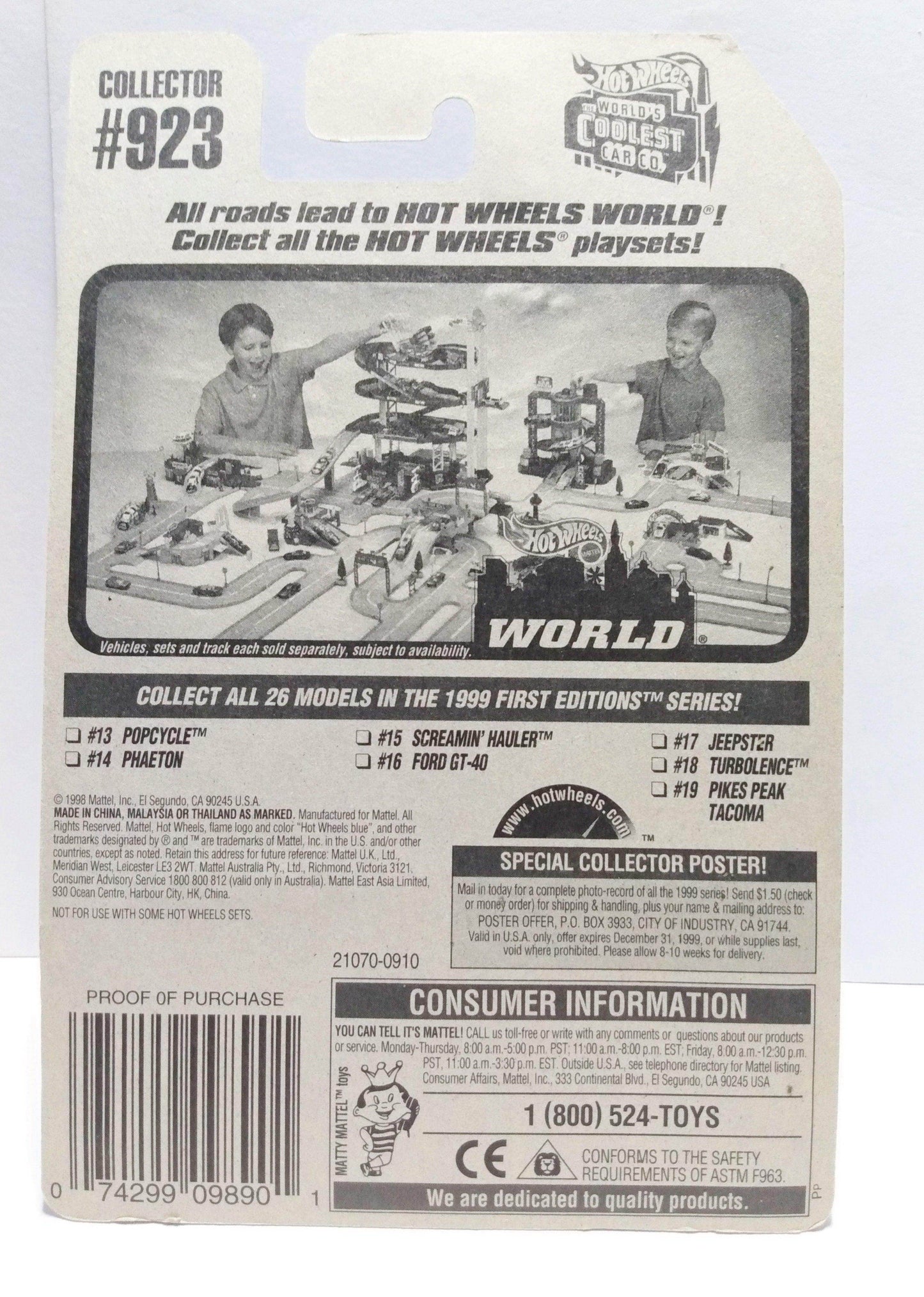 Hot Wheels 1999 First Editions Turbolence Collector #923 - TulipStuff