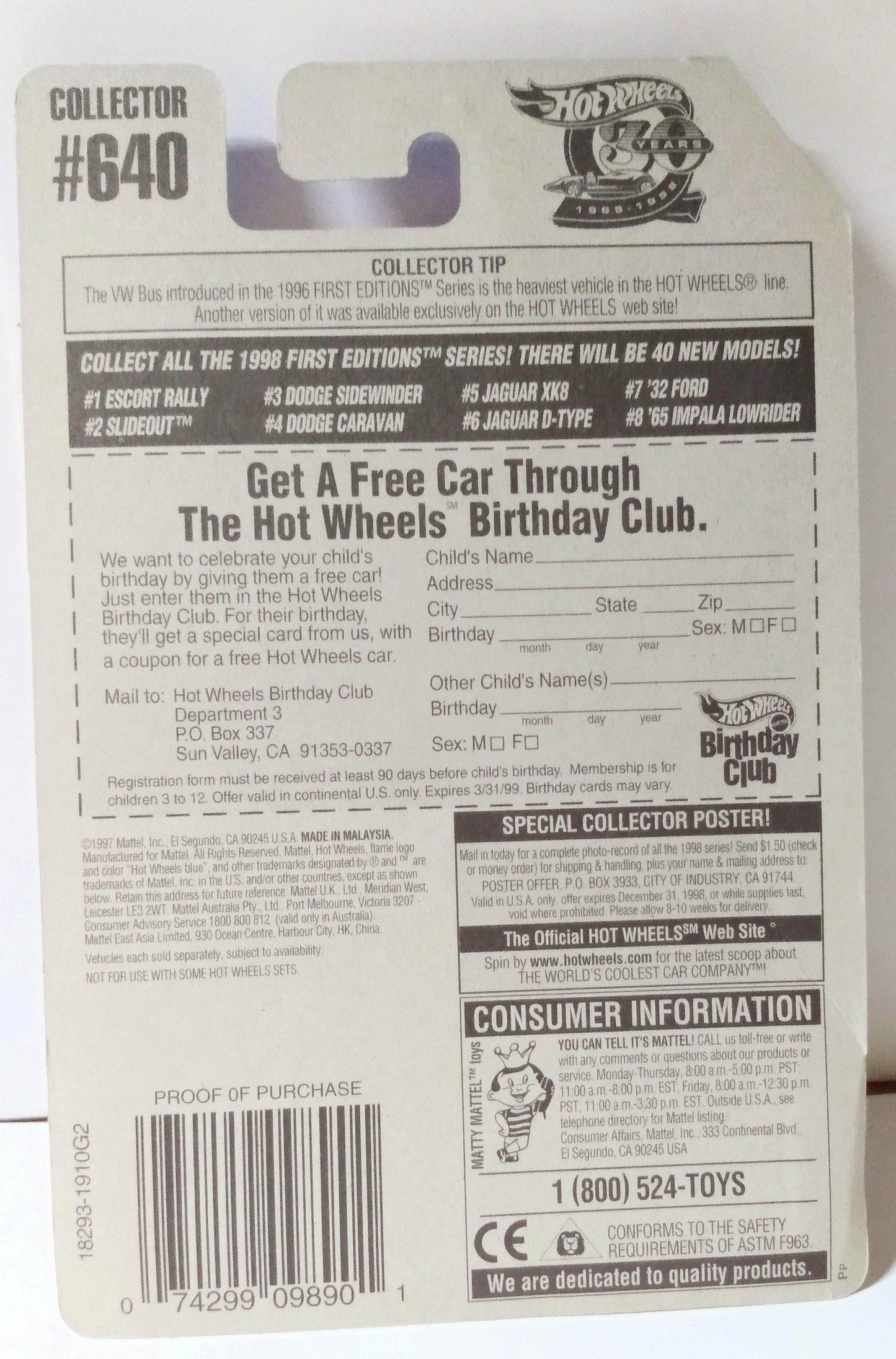 Hot Wheels 1998 First Editions Slideout Sprint Car Collector 640 - TulipStuff