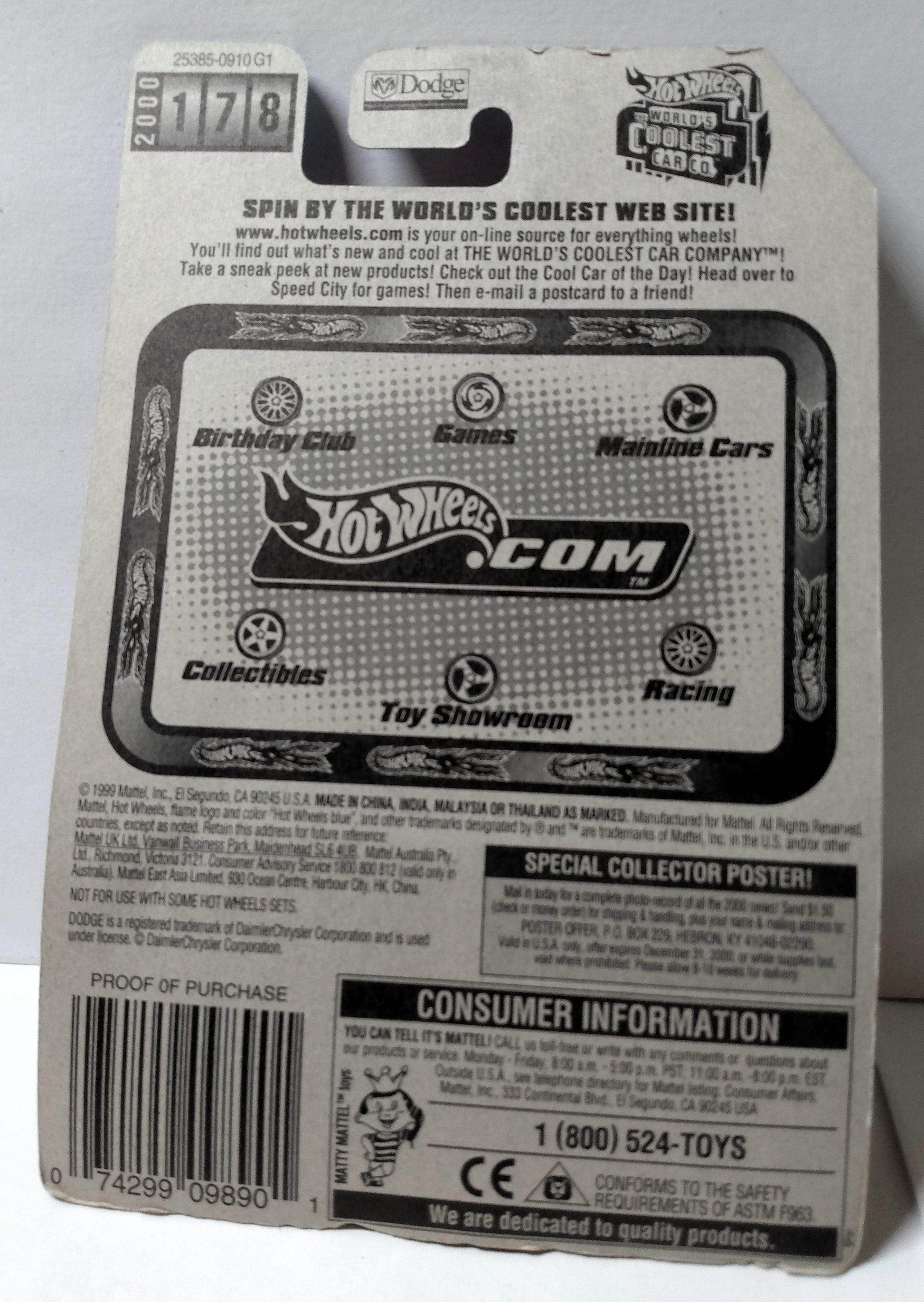 Hot Wheels Collector 2000 #178 Dodge Viper RT/10 - TulipStuff