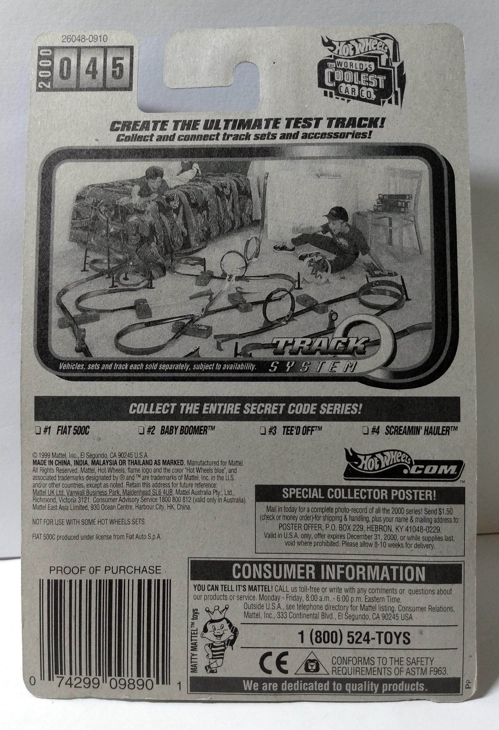 Hot Wheels Secret Code Fiat 500C 2000 Collector #045 - TulipStuff