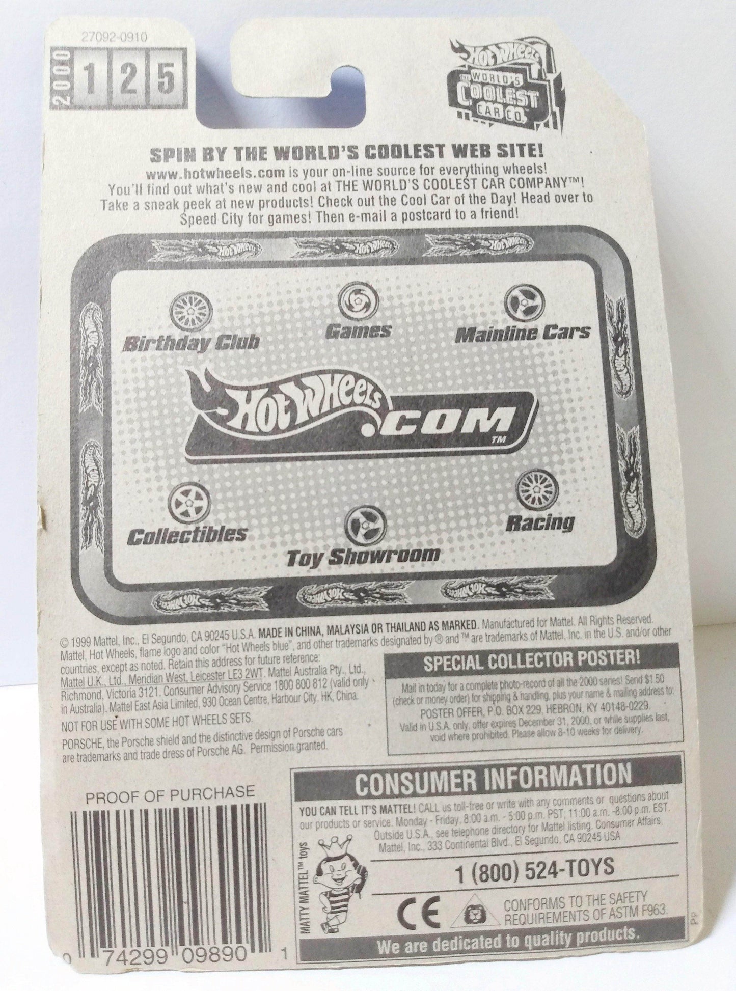 Hot Wheels 2000 Collector #125 Porsche 930 Sports Car - TulipStuff
