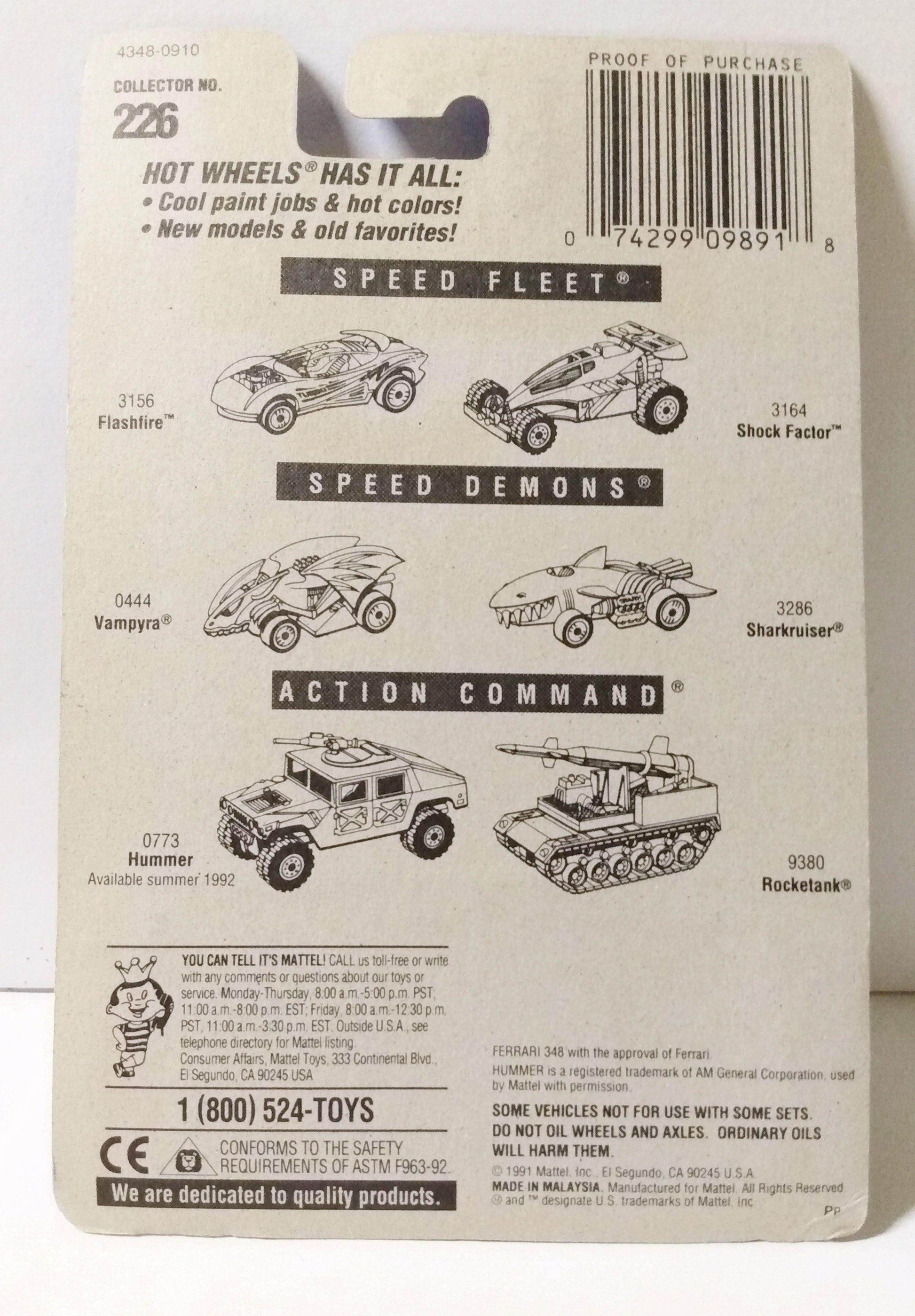 Hot Wheels Collector #226 Ferrari 348 Diecast Sports Car 5sp 1995 - TulipStuff