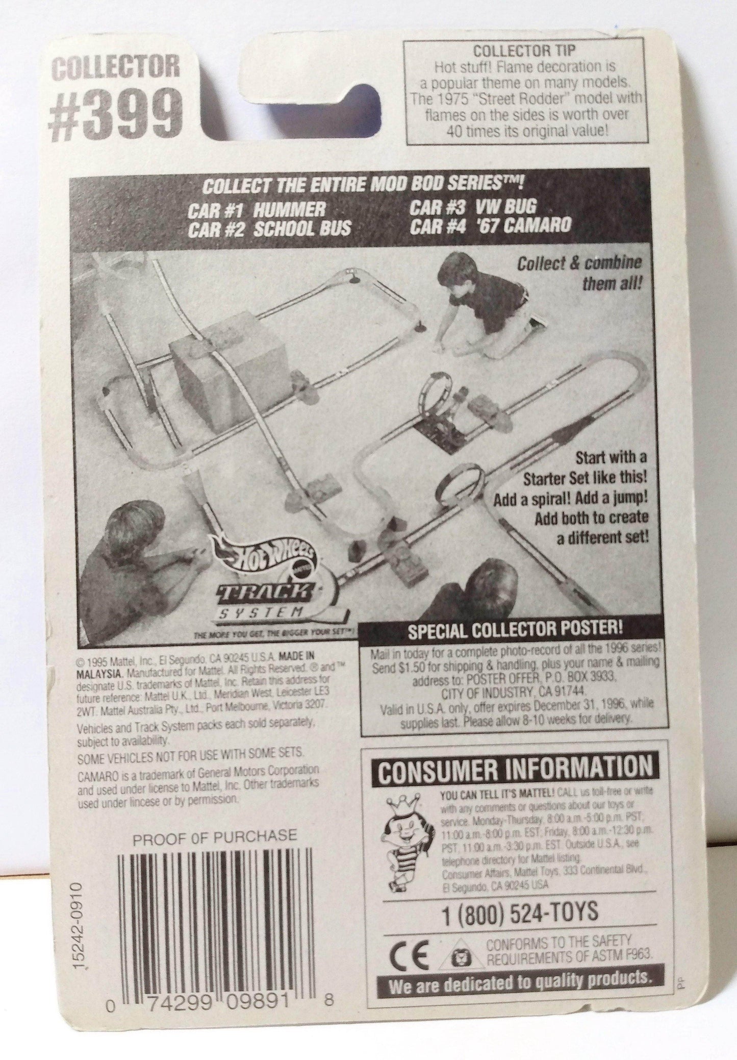 Hot Wheels Mod Bod Series '67 Camaro Collector #399 1996 - TulipStuff